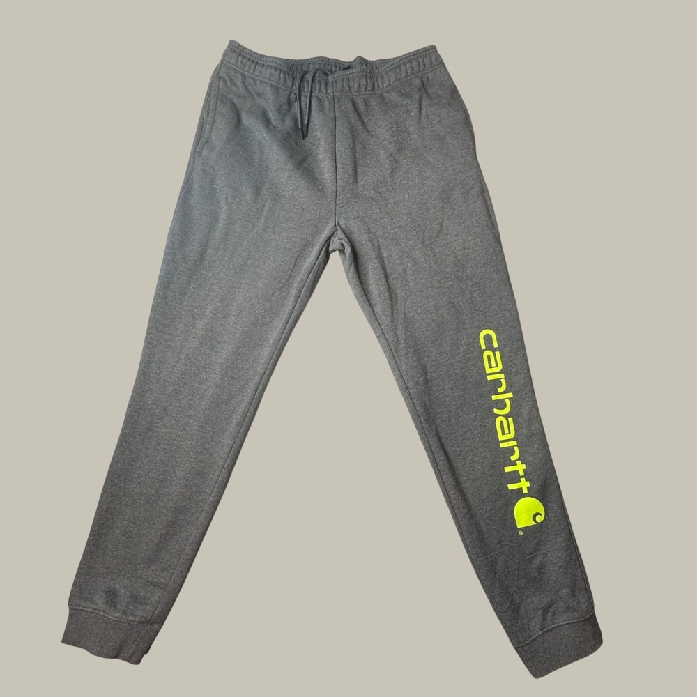 Carhartt Joggers Mens Large BN5899-M Relaxed Fit Charcoal Neon Logo EXCELLENT